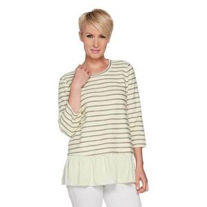 LOGO By Lori Goldstein Flounce Tunic Large Striped